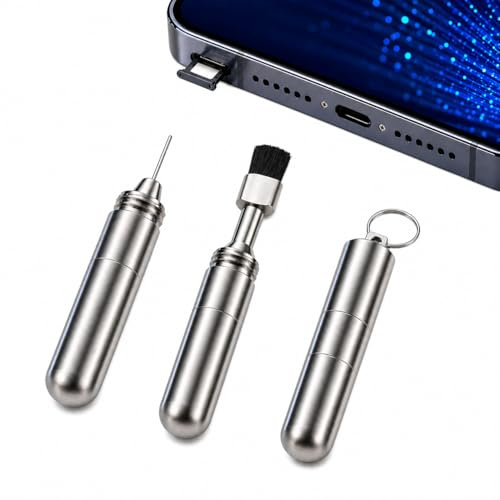 SIM Card Ejector Tool and Charging Port Cleaning Brush Keychain | Two everyday phone tools in one keychain, SIM tray access, charging port cleaning brush, compact and reusable