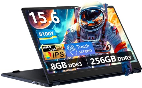Tunhail 2 in 1 Touchscreen 15,6 Pollici PC Portatile Core 8100Y (fino a 3,4 GHz) Computer Portatile 8GB RAM 256GB SSD 360° Rotation Touchscreen FHD IPS Win 11 notebook USB3.0 RJ45 WIFI5 HDMI