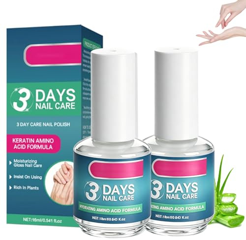 3 Days Nail Care, 2 Stück Nagelhärter für Brüchige Nägel, Nagelpflege Nail Strengthener, Tägliche Stärkungspflege für die Reparatur von Rissigen und Trockenen Nägeln