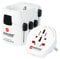 SKROSS, 1.103175, Adattatore Universale da Viaggio per presa di corrente - Tensione e Potenza 100V – 630W / 250V – 1575W . Protezione Anti Shock, bianco