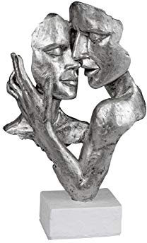 Lifestyle & More Exklusive Deko Büste Skulptur Liebespaar aus Keramik weiß/Silber Höhe 32 cm