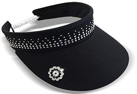 Surprizeshop Ladies Crystal Embellished Golf Visor - Black