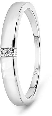 MIORE – Verlobungsring Damen aus 9 Karat Weißgold (375) mit 0.02 Ct Diamanten in Spannfassung – Verlobungsring mit 4 natürlichen Brillanten – Echtgold allergenfrei & handgefertigt (Gr.48-60)