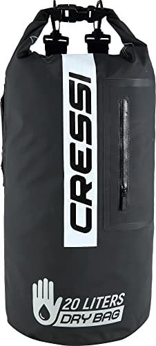 Cressi Unisex – Erwachsene Dry Bag Premium 20LT wasserdichte Tasche/Rucksack für sportliche Aktivitäten, Schwarz/Schwarz/Bicolor, 20 L