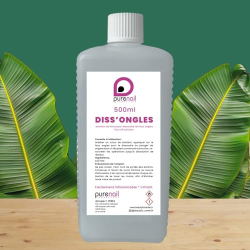 Purenail | DISSONGLE | Acétone Pure 100% | Ongles | faux ongles | Qualité Professionnel… (500ml)