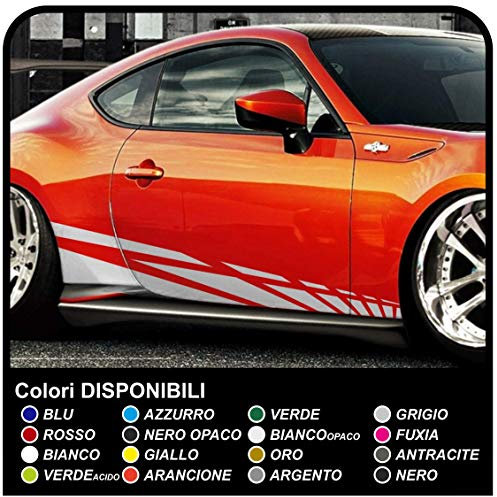 Adesivi per fiancate auto 195cm Adesivi laterali Sport Racing Decorazione Adesivo per auto Tuning corsa (BIANCO)
