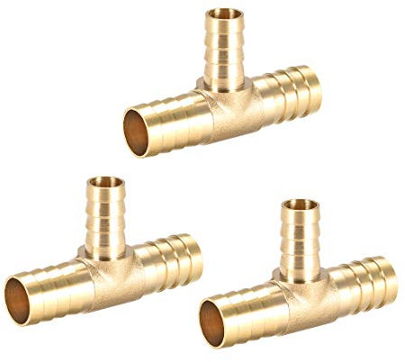 Sourcing Map Lot de 3 raccords tubulaires en laiton 16 x 12 x 16 mm