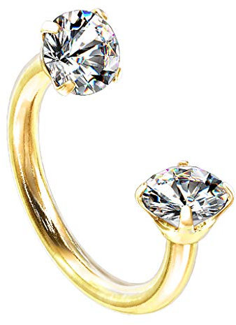 Piersando Piercing Ring Septum Tragus Helix Ohr Nase Lippe Nasenring Nasenpiercing Ohrpiercing Horseshoe Hufeisen mit Glitzer Kristall Gold