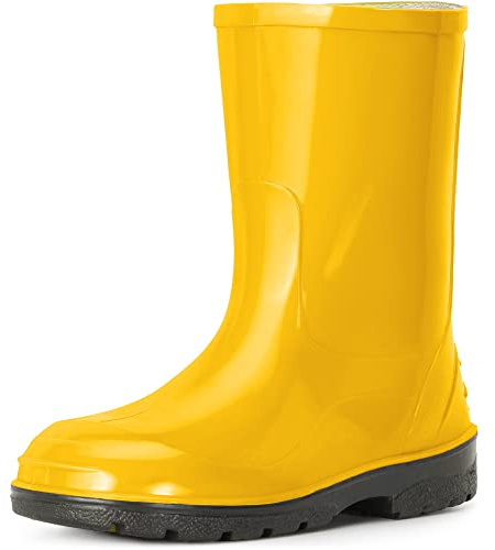 Ladeheid Gummistiefel Kinder Hohe wasserdichte Regenstiefel für Jungen und Mädchen LA-939 (Gelb, 35 EU)