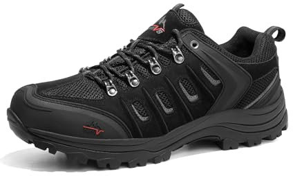 NORTIV 8 Herren Wanderschuhe Low Top Leichte Outdoor Trekking Camping Hiking Shoes Kletterschuhe Trail wasserdichte,Size 44.5,Schwarz/Grau,Quest-1