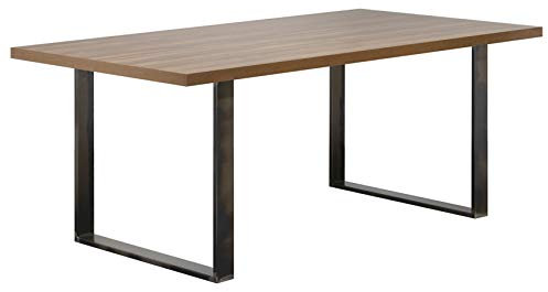 i-flair Esszimmertisch Macon 160x90 cm Kufentisch Holztisch Esstisch Kufengestell Tisch mit Tischplatte und Kufen - Nussbaum + Industrial