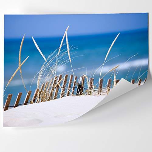 BilderKing Poster Panorama, Dünen & Strand 150x100cm groß dargestellt. XXL Wandposter. Nordsee Ostsee auf seidenmatten Posterpapier mit 225g/m². Inkl. 16 Klebepunkte zum befestigen