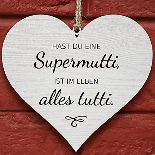 Glitzkind Holz Deko-Herz Geschenk für Mama Mutter Eltern zum Muttertag Geburtstag Weihnachten I Blechschild Vintage Retro mit Spruch personalisiert I Geschenkidee Geburtstagsgeschenk