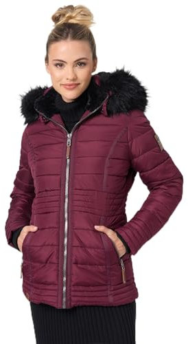 Navahoo warme Damen Winter Jacke Steppjacke mit Teddyfell B900 [B900-Umay-Pri.-Weinrot-Gr.L]