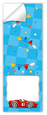 Junapack 12 Aufkleber Rennauto Rennwagen für Verpackung von Geschenken für Jungen