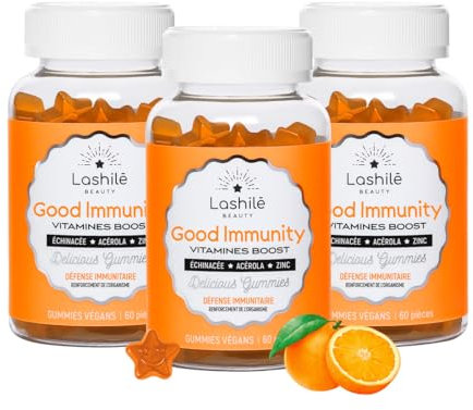Lashilé Beauty - Good Immunity - Défenses Naturelles & Vitalité - Complément Alimentaire Végan - Made in France - Échinacée, Acérola, Zinc, Vitamines C & D - Cure 3 Mois (180 Gummies)