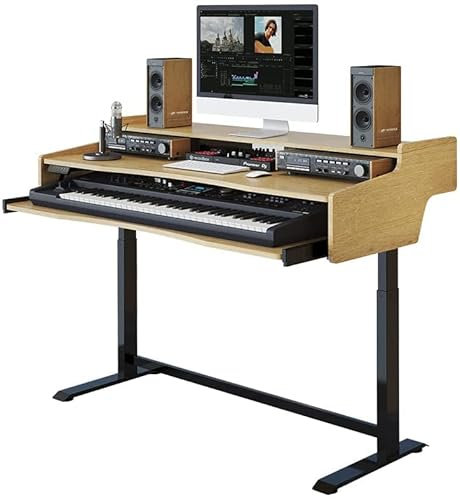 FLEXISPOT Elektrisch Höhenverstellbarer Studiotisch - Studio Schreibtisch ESD1 - mit Keyboardständer - für Arbeiter, Musikproduzent und Künstler