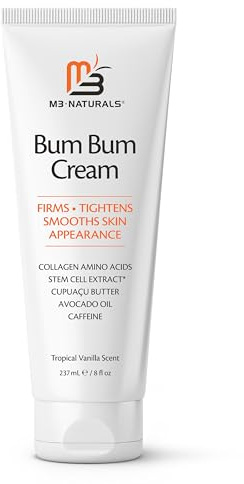 Bum Bum Cream with Lemon Vanilla Scent, 2-in-1 Skin Care Cellulite Treatment & Massage Lotion, Non-Greasy Skin Tightening for Firm Butt, Belly, and Thighs with Cupuaçu, Collagen, and Caffeine, 8 Fl Oz