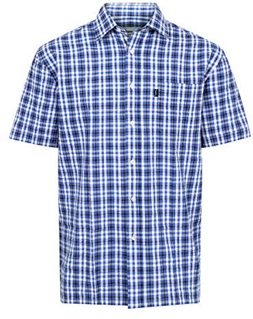 Champion Mens Checked Country Casual Short Sleeve Shirt Croyde Blue XXL