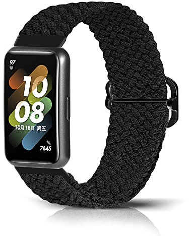 Niboow Tressée Bracelet Compatible avec Huawei Band 7, Hommes Femmes Sport Nylon Boucle Réglable Bracelet Compatible avec Huawei Band 7 - Noir
