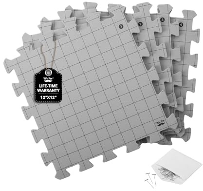 Mr. Pen- Interlocking Blocking Mats, 12”x12”, 4 Pack, Blocking Mats for Knitting & Crochet Projects with 50 T-Pins, Knitting Blocking Mats and Pins, Crochet Blocking Board for Crocheting, BMFK04M212