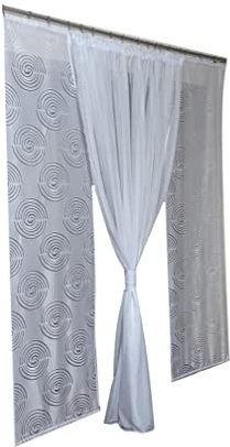 Balkongardine Gardinen Mir Kräuselband NEU Top Design Set Schöne Gardine HG-Amelia Modern (Muster 4)