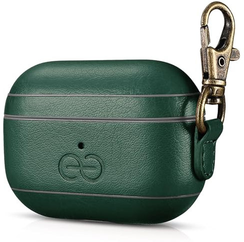 Dreem Om AirPods Pro Vegane Ledertasche mit Clip - Kompatibel mit Apple Bluetooth Wireless Earbuds für iPhone - Grün