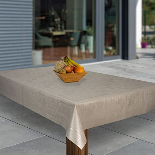 laro Wachstuch-Tischdecke Abwaschbar Garten-Tischdecke Wachstischdecke PVC Plastik-Tischdecken Eckig Meterware Wasserabweisend Abwischbar, Muster:Geprägt Weiß, Größe:100x200