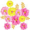 EASY JOY Tissue Paper Flower Party Decorations Hanging Paper Pom Poms Decoration 11PCS Pink Yellow Giant Paper Flower Leaf Decorations for Wedding Fairy Afternoon Tea Party Baby Shower Party Supplies