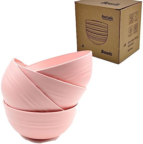 Unbreakable Cereal Bowls, Large Plastic Bowls Set of 4, EU Tested. Lightweight, Dishwasher and Microwave Safe, Ideal for Cereal, Salad, Noddle and Parties (Single) (Pink, Single)