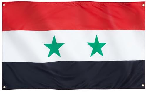 Runesol Syrien Flagge, 91x152cm (3ft x 5ft), 4 Ösen, syrische Flagge, العلم السوري, Premium-Fahnen für drinnen und draußen, lebendige Farben, Evakuierungstag