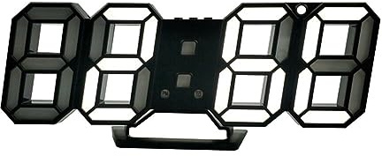 JAWSEU 3D LED Wanduhr, Wanduhr Digital 3D LED Wecker 3D Uhr Dimmbar Snooze Modern 12/24 Nachtlicht Home Decor Snooze No Noise Uhr Wecker Digital Wecker Büro Küche Schlafzimmer Wohnzimmer