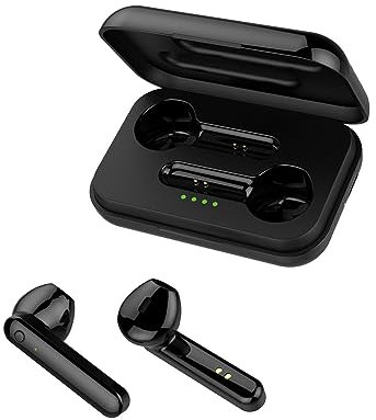 FOREVER TWE-110 EARP Bluetooth-Kopfhörer mit Ladetasche TWS Touch-Control Integriertes Mikrofon In-Ear Ohrhörer Kabellos Headset Mit Powerbank (Schwarz)