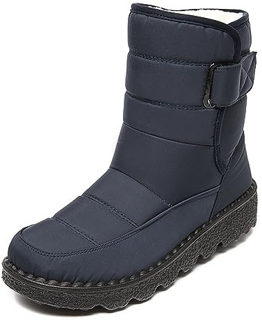 SMajong Stivali da Neve Donna Foderato Caldo Scarpe da Inverno Stivaletti Impermeabili Antiscivolo All'aperto Blu 37 EU = Etichetta 38