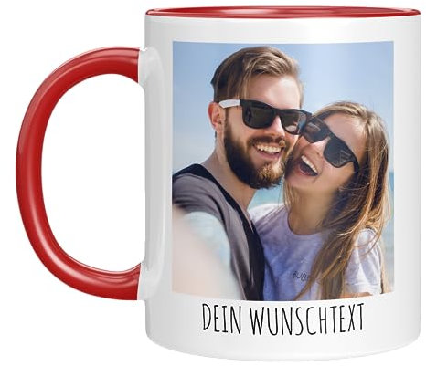 TassenTicker - Tasse selber gestalten - mit Bild und Foto - Personalisiert - Fototasse - bedrucken lassen - Geschenk - Werbetasse - Firmentasse - Logo (Rot)