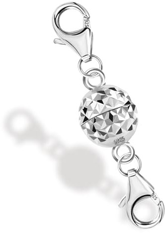ALEXCRAFT 925 Sterling Silver Magnetic Jewelry Clasp, Disco Ball Strong Magnetic Double Lobster Clasp, Silver Magnetic Necklace Clasps Bracelet Closures Jewelry Clasp Connector Chain Converter