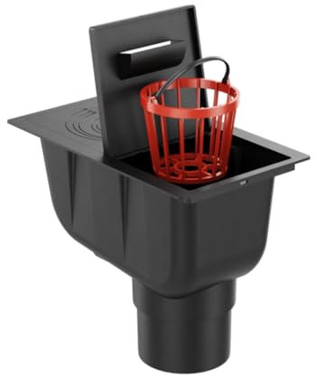 Senkrechter Regenrohrablauf Regenablauf Dachrinnenablauf Regensinkkasten Ø50-125 mm x DN110 (Schwarz)