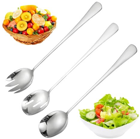 Set di posate da 11 pollici, in acciaio inox, cucchiaio da portata, forchetta da buffet, utensili da portata portatile e riutilizzabile, per feste e ristoranti