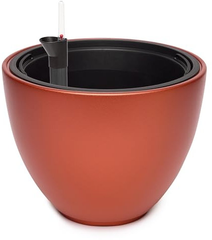 Garronda Blumentopf mit Bewässerungssystem für Pflanzen Blumen Zimmerpflanzen GD-0067 (Kupfer, ⌀ 39,5cm, H=30,2cm)