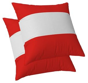 ggaimwf Flagge Kissenbezug Österreich-Flagge Kissenbezüge für Sofa Patriotisch Nationalflagge Kissenbezüge Startseite Dekorativer Kissenbezug Stuhl Schlafzimmer Wohnzimmer 45x45cm 2er-Set