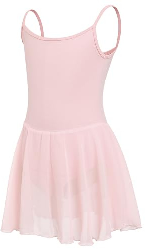 Eisnnu Maillot de Danza tutú Clásico algodón sin Mangas Ballet Traje de Gimnasia Leotardo con Falda 2-14 AñOs(Rosa,130)