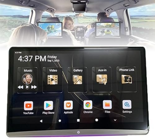12,4-Zoll-Auto-Kopfstützen-Videoplayer, Android 9.0-Auto-Heckunterhaltungssystem, Integriertes Umgebungslicht, 4k 1080p Wlan/Bluetooth/USB/HDMI/Tf,1PCS
