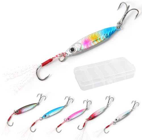 6 Stück Lieblingsköder Set für Gummifische, Blinker, Hecht, Zander, Forelle, Barsch - Angelzubehör für Süß und Salzwasser (7g)