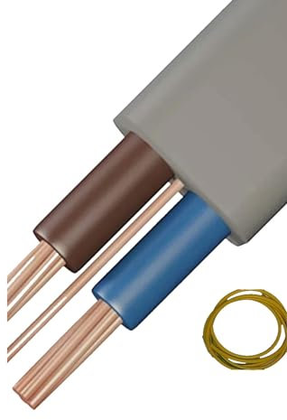 6mm Twin and Earth 6242Y Flat Grey Cable with a cut of Earth sleeving COOKER HOB OVEN (6.0MM, 5, meter)