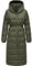 Ragwear Damen Wintermantel Warmer Steppmantel lang mit Kapuze Niara Long YOUMODO Dark Olive Gr. M