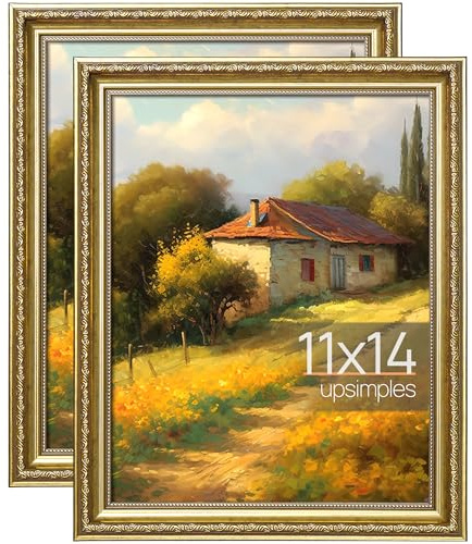 upsimples Vintage 11x14 Picture Frame, Antique Gold Frames, 2 Pack