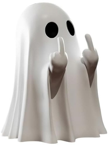 Pipihome Mittelfinger Geist Statue, Halloween Geist Figuren Halloween Deko, Gruselig Geister Deko Heim Schlafzimmer Desktop Ornamente, Witzige Frauen und Männer