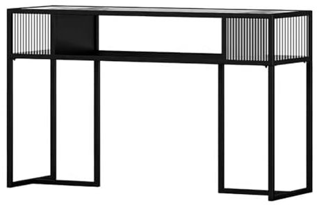 KK-GGL Table De Manucure En Verre Trempé, Bureau De Maquillage Professionnel Pour Ongles Avec Étagère Ouverte, Bureau De Manucure En Verre Rayé Robuste Pour Technicien Des Ongles,160cm