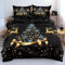 Luofanfei Weihnachts Bettwäsche 135x200 4teilig Schwarz Gold Blau Weihnachtsbaum Rentier Warm Weiche Bettwäsche Set Weihnachten Microfaser Bettbezüge und 2 Kissenbezüge 80x80cm mit Reißverschluss