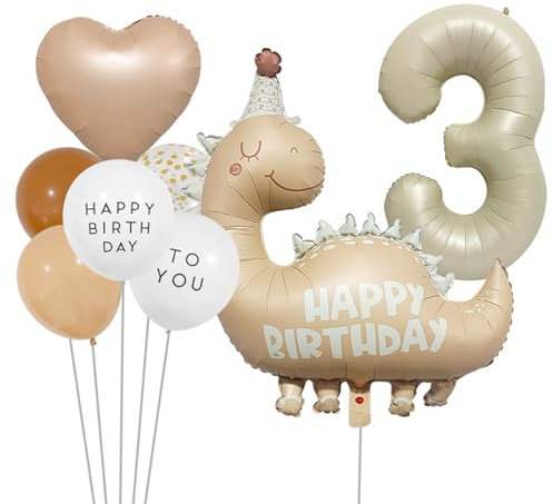 DazzJoy Geburtstagsdeko 3 Jahre Junge, Dino Geburtstag Deko 3 Jahre, Dinosaurier Luftballons Deko 3. Geburtstag Junge Mädchen, Dino Folienballon Geburtstag 3 Jahre Junge, Dino Ballon 3 Geburtstag